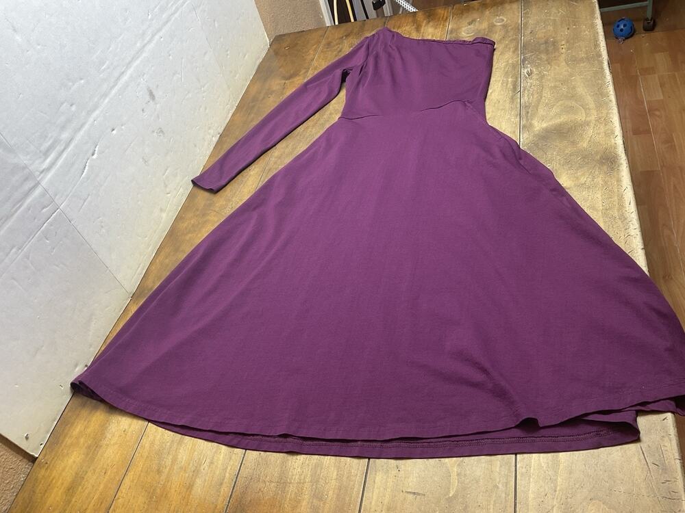 Pact Organic Cotton Purple One Shoulder Fit & Flare Midi Dress Small Minimalist